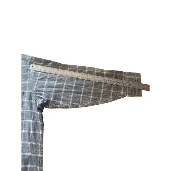 Van Heusen Mens Top Button Up Long Sleeve Gray Plaid Dress Shirt Size 17.5 32/33 - Picture 12 of 14